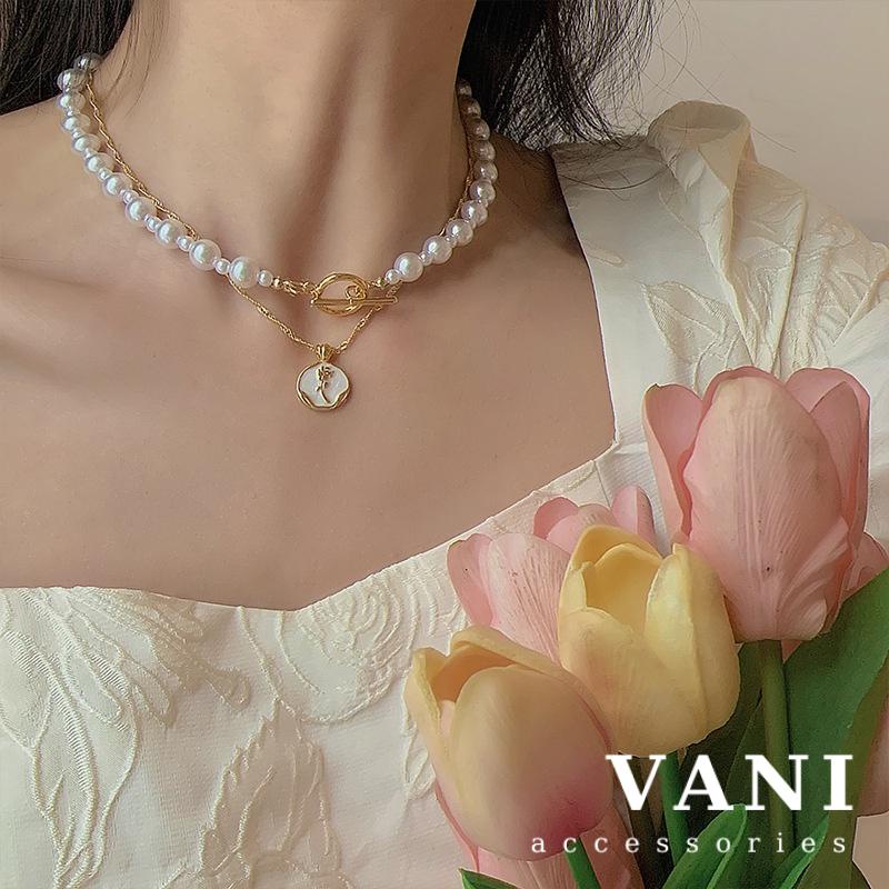 Bộ 2 Vòng Cổ Hạt Trai Và Hoa Hồng - Vani Store - TS000645