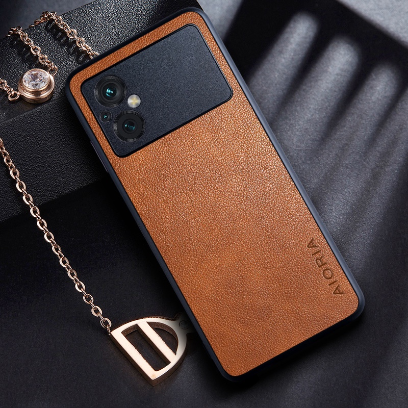 Aio Ốp Điện Thoại Da pu Màu Trơn Cho xiaomi poco m5