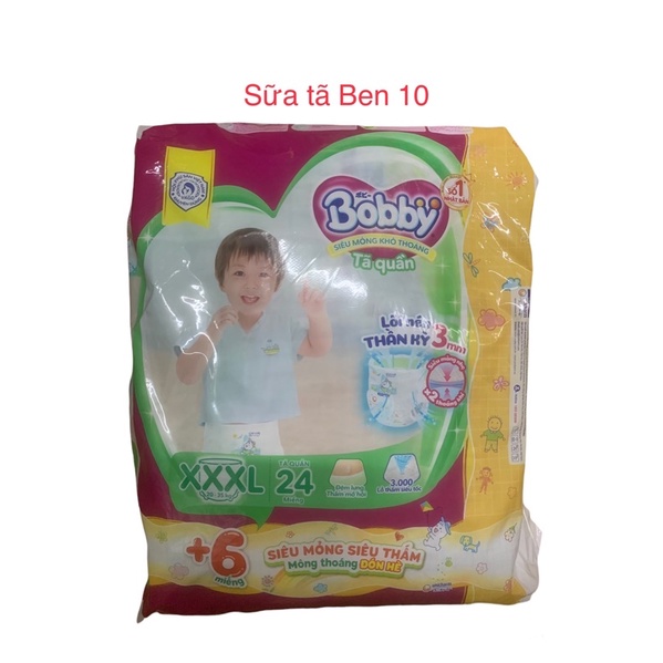 Tã quần Bobby Siêu Thấm Khô Thoáng gói đại XXXL 24