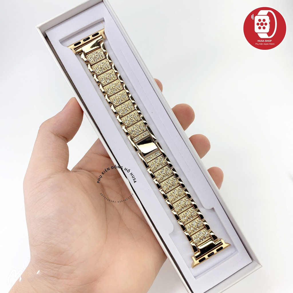 Dây Rolex Đính Đá Cực Xinh Cho Apple Watch 1/2/3/4/5/6/se size 38mm/40mm/42mm/44mm