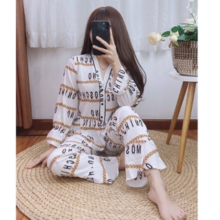 ( Freesize Satin ) Đồ Bộ Pijama Satin Lụa Cổ V - Tay Dài Quần Dài