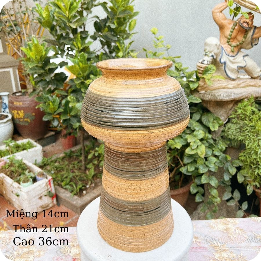 Lọ hoa decor ⚱ Gốm Sứ Bát Tràng ⚱ bình gốm cắm hoa trang trí nhà cửa men khô TT 10.