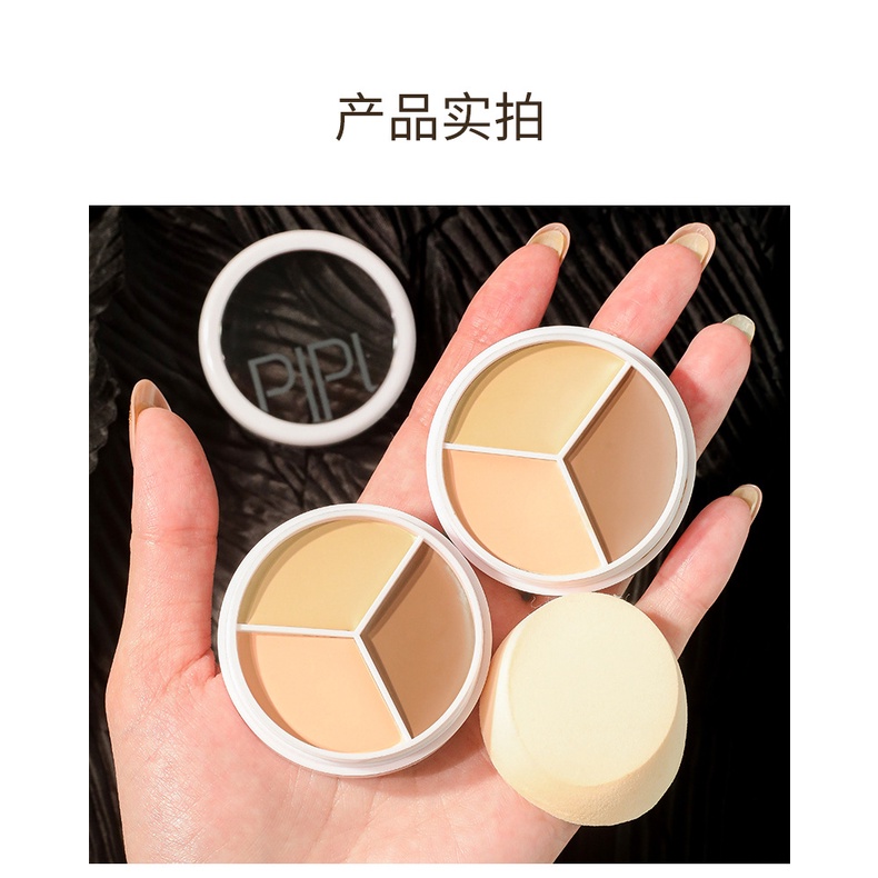 Bảng Kem Che Khuyết Điểm 3 Màu Mềm Mịn Chống Thấm Nước Che Phủ Quầng Thâm