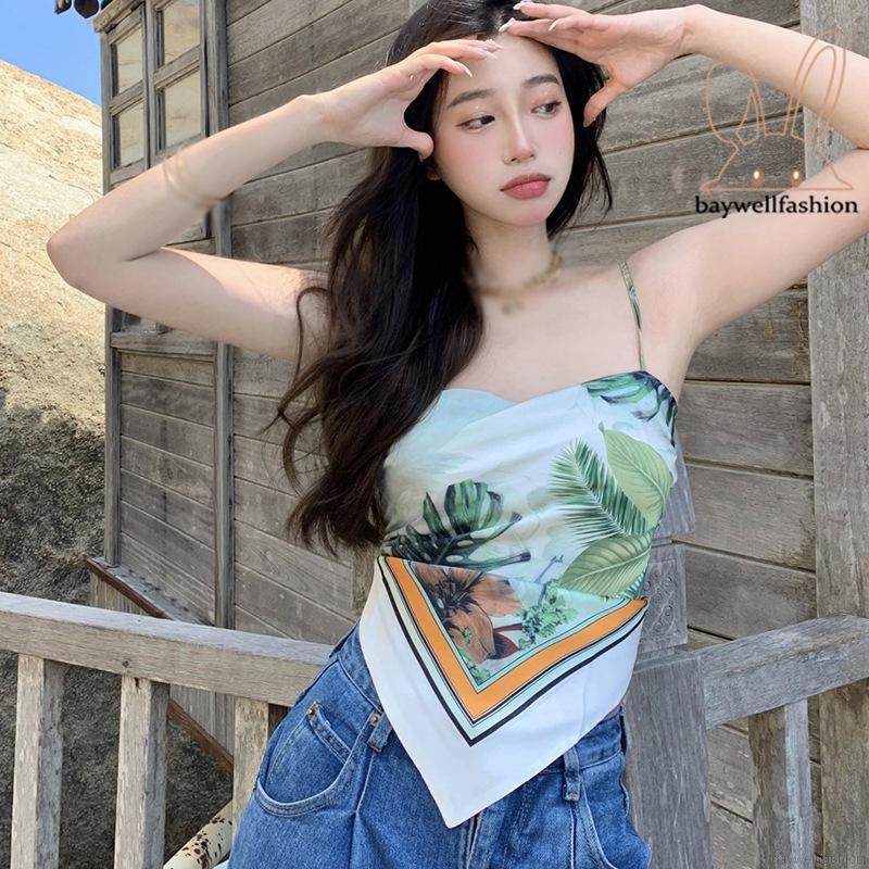 Áo Croptop Sát Nách Hoạ Tiết In Thiết Kế Hở Lưng Quyến Rũ | BigBuy360 - bigbuy360.vn