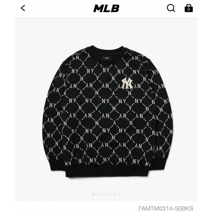 Áo nỉ sweater NY MLB diamond monogram thêu tay dài cổ tròn | BigBuy360 - bigbuy360.vn