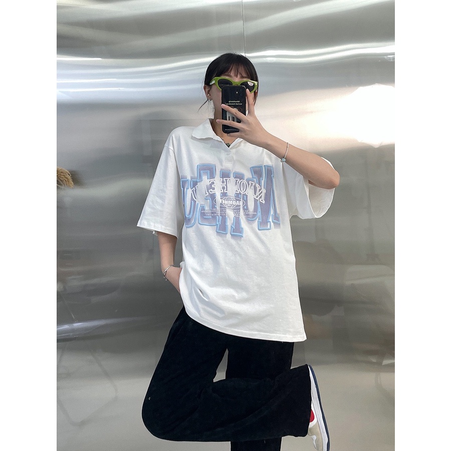 Áo polo ueh RUBY Chất cotton dầy đẹp, from thụng tay lỡ nam nữ mặc được, cổ bẻ unisex
