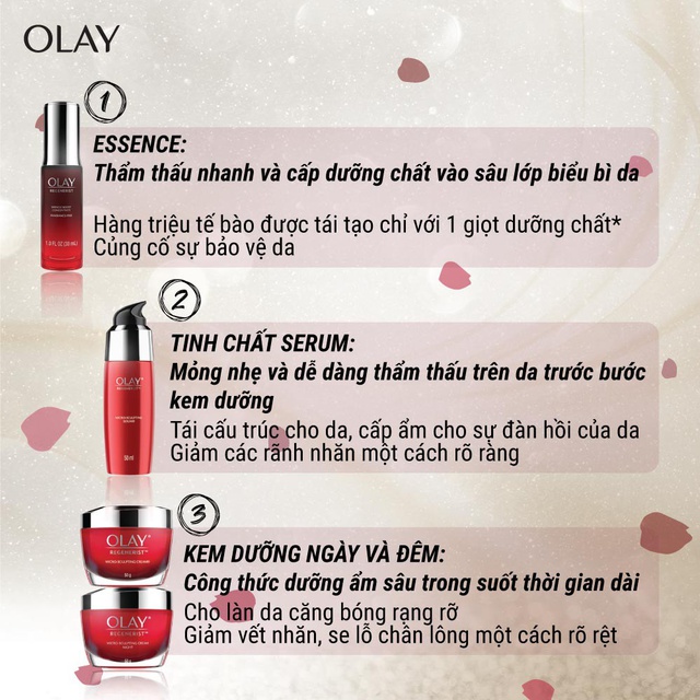 Combo 3 sản phẩm dưỡng da chống lão hóa Olay Regenerist:Kem dưỡng ban ngày 50g+Kem dưỡng ban đêm 50g+Serum 50ml