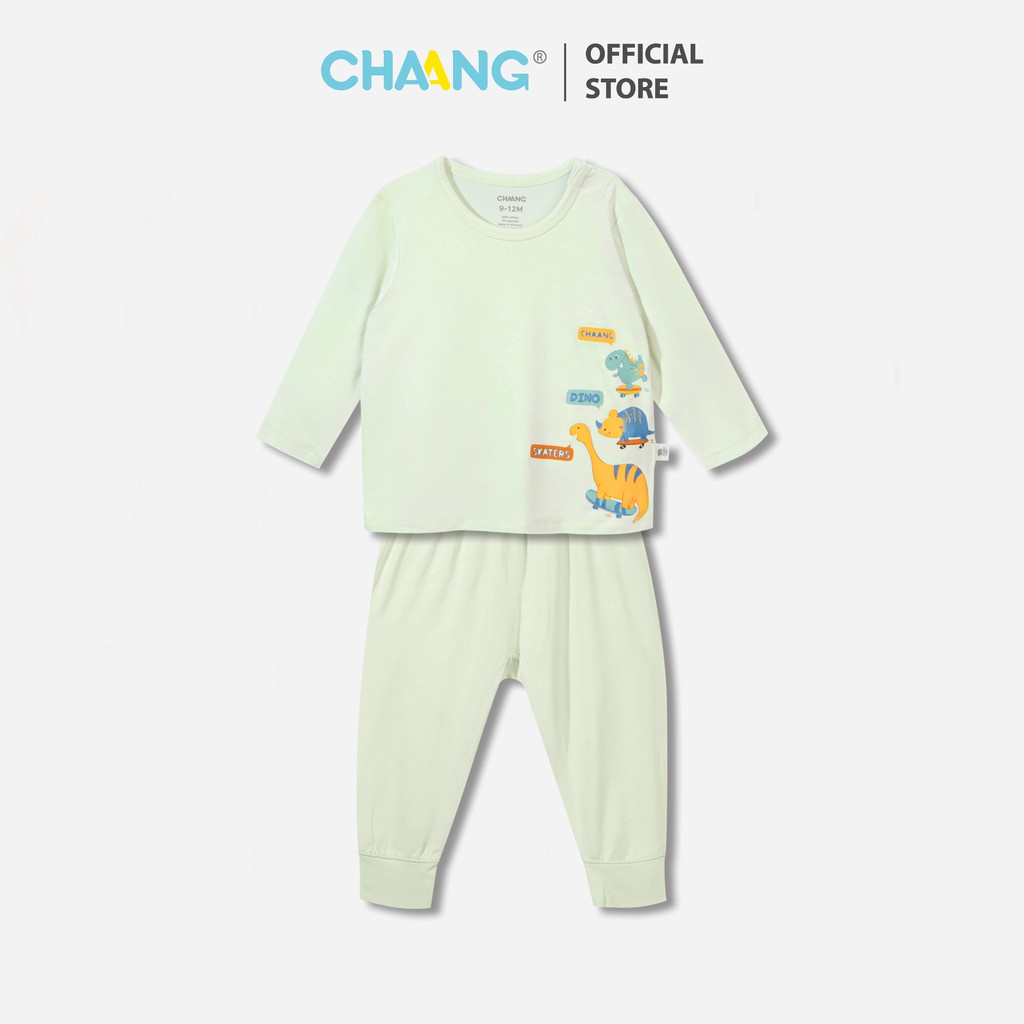 Bộ Chaang dài tay Petit cao cấp cài vai mềm mịn thoáng mát thấm hút tốt in khủng long cho bé trai bé gái đủ size
