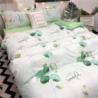 BỘ CHĂN GA GỐI POLY LÁ XANH