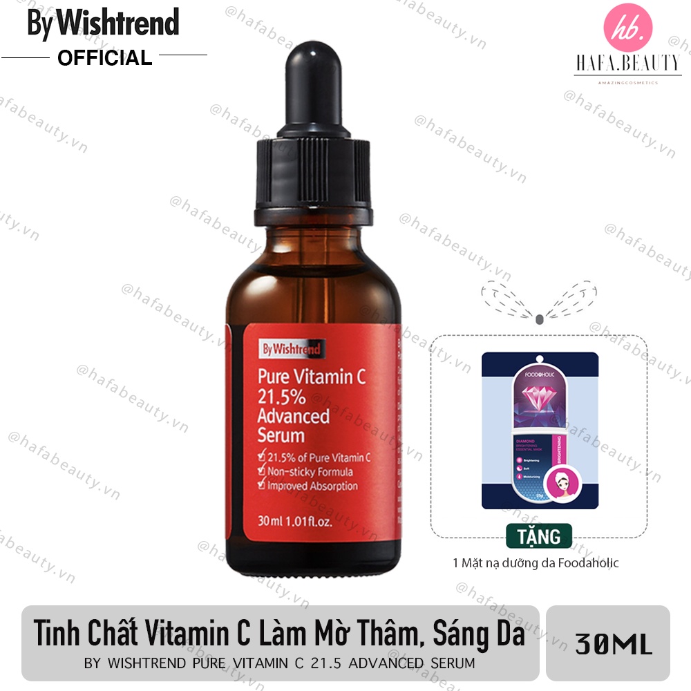 Tinh Chất Vitamin C sáng da ngừa thâm By Wishtrend Pure Vitamin C 21.5  Advanced Serum +Hộp Bông Tẩy trang Benton