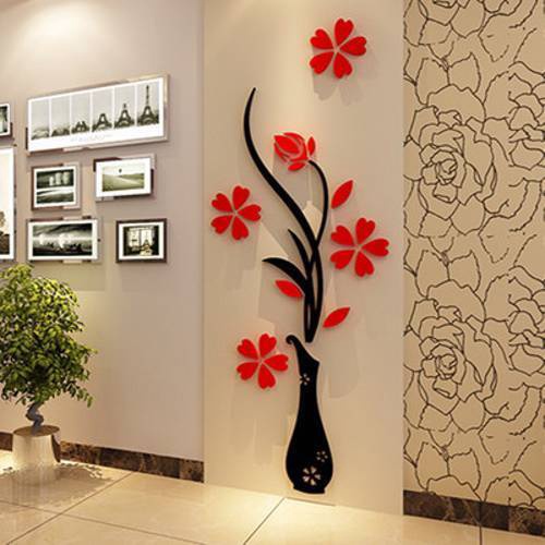 Miếng Dán Tường Trang Trí Giáng Sinh Hình Lọ Hoa Mận 4D Sáng Tạo Chất Lượng Cao