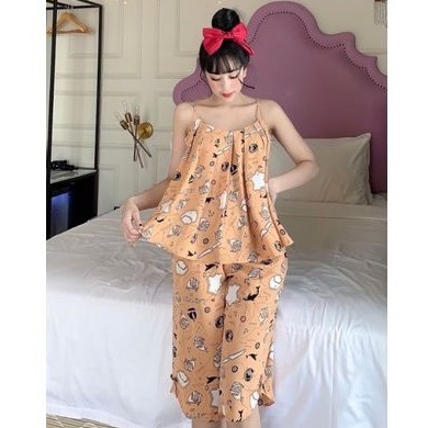 Set 2 Dây Mặc Nhà Lụa Quần Lửng Có Size 🎀Giảm 10K Đơn 200K | BigBuy360 - bigbuy360.vn