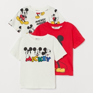 Áo thun cộc tay bé trai - Set 3 áo cotton cộc tay MICKEY HM size 2-10t