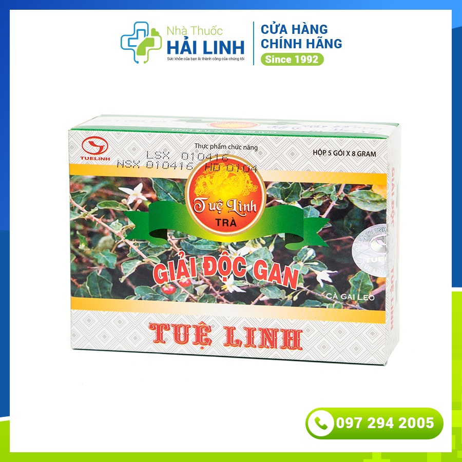 Trà giải độc gan Tuệ Linh⚡Chính hãng⚡Hộp 5 gói Từ cà gai leo và giảo cổ lam giúp giải độc gan