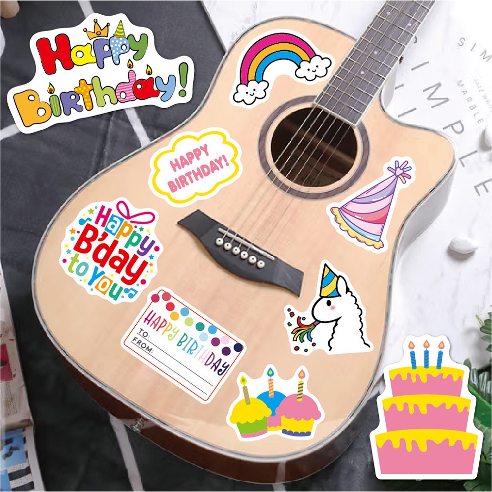 Bộ 27 Miếng Dán Hoạt Hình Chữ Happy Birthday Dành Cho Trang Trí