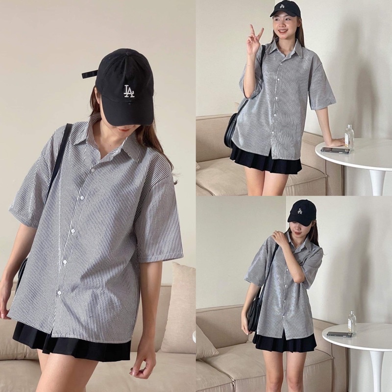 [ẢNH THẬT/VIDEO]ÁO SƠ MI MYAN KẺ BASIC NHIỀU MÀU ÁO SƠ MI HÀN QUỐC CỔ ĐỨC
