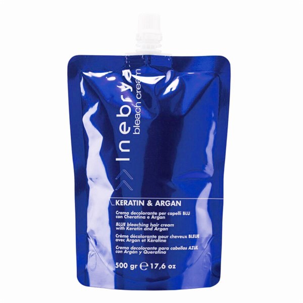 Kem tẩy xanh Inebrya Keratin nâng sáng hạn chế hư tổn tóc 500ml (ITALY)