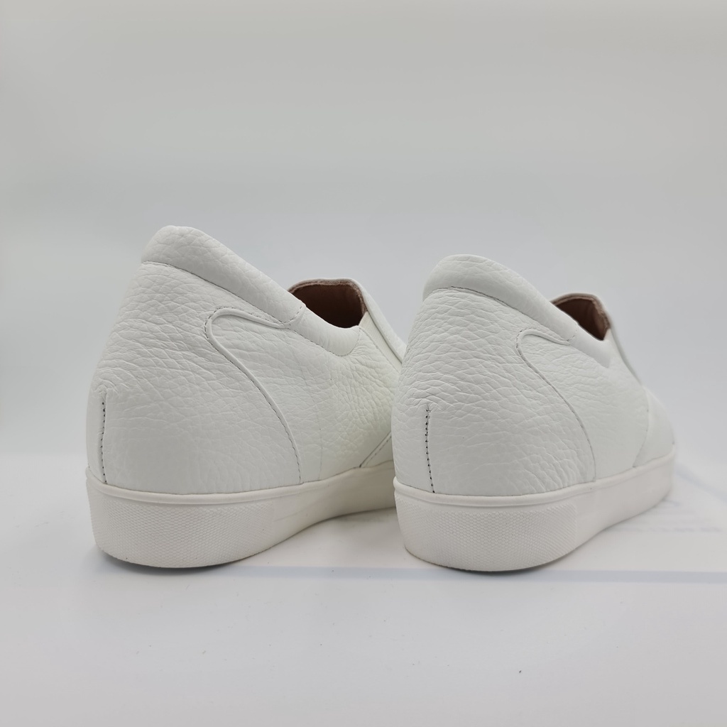 Giày slip on nữ LUNASHOES 709 cao 5 phân tăng chiều cao da bò mềm lót êm chân đế tpr chống trơn trượt mũi tròn