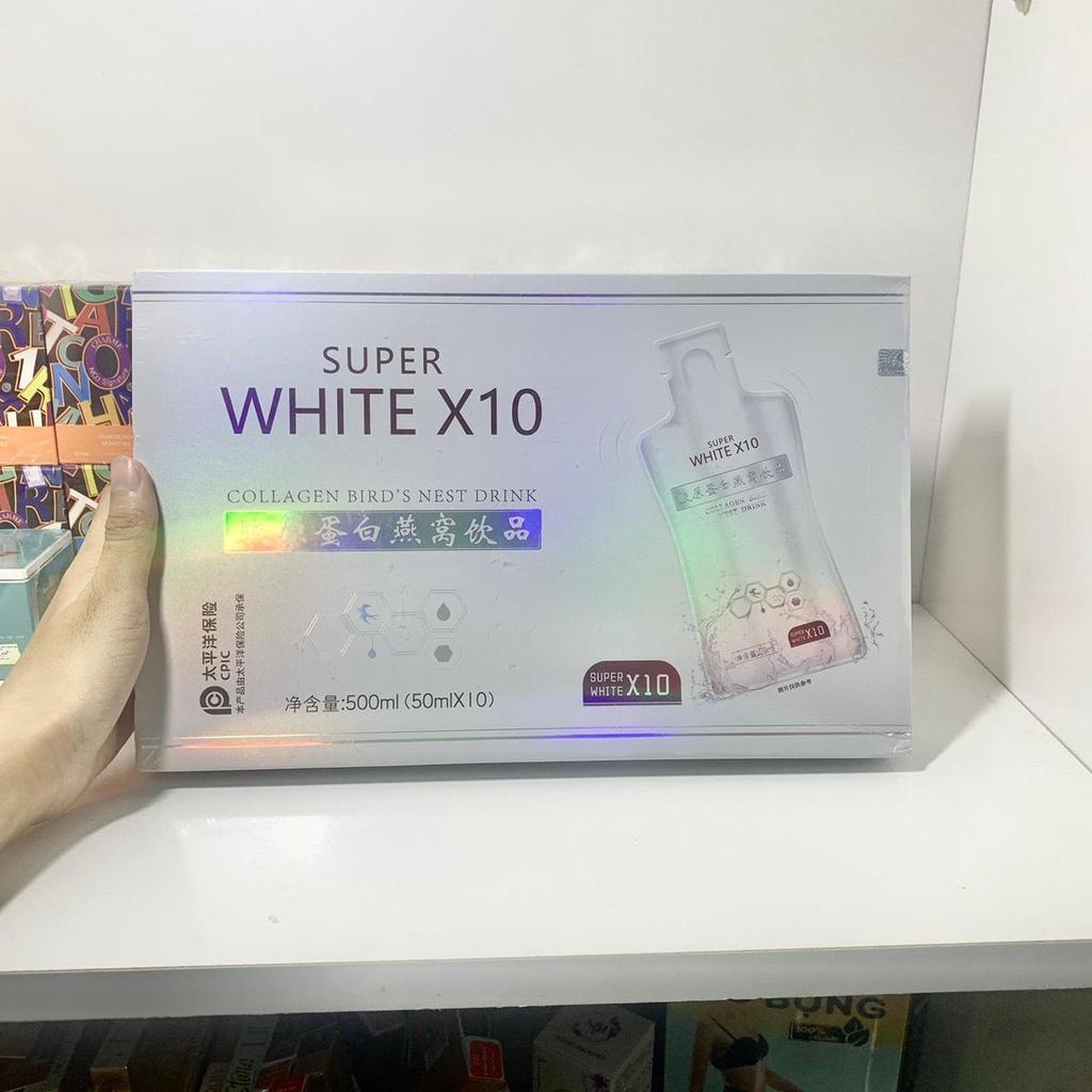 Collagen Yến Uống Super White X10 Hộp 10 Gói Nước Uống Bổ Sung Collagen Làm Đẹp Da Dạng Túi