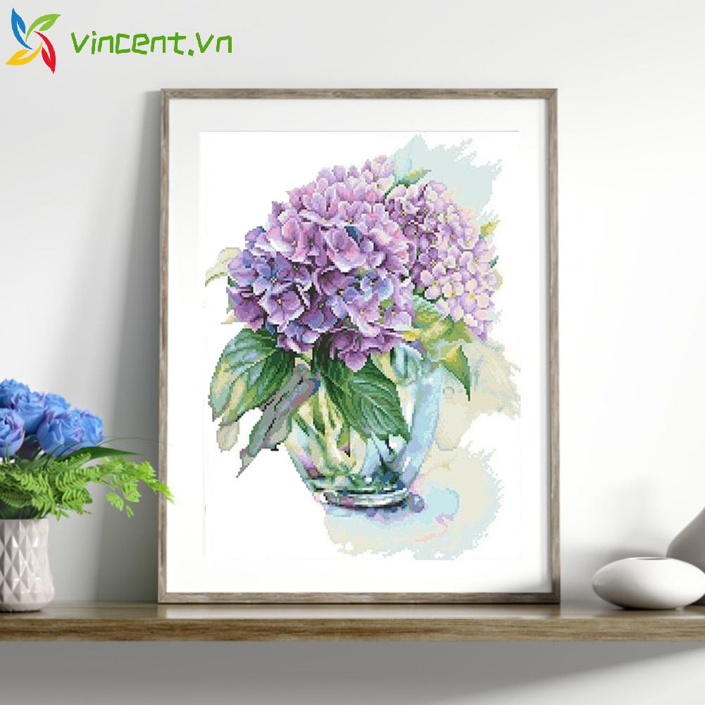 Bộ tranh thêu chữ thập 11CT hình hoa cẩm tú cầu