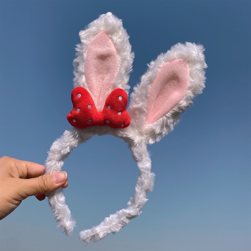 Băng Đô Tai Thỏ Hoạt Hình Thắt Nơ Xinh Xắn Dành Cho Nữ