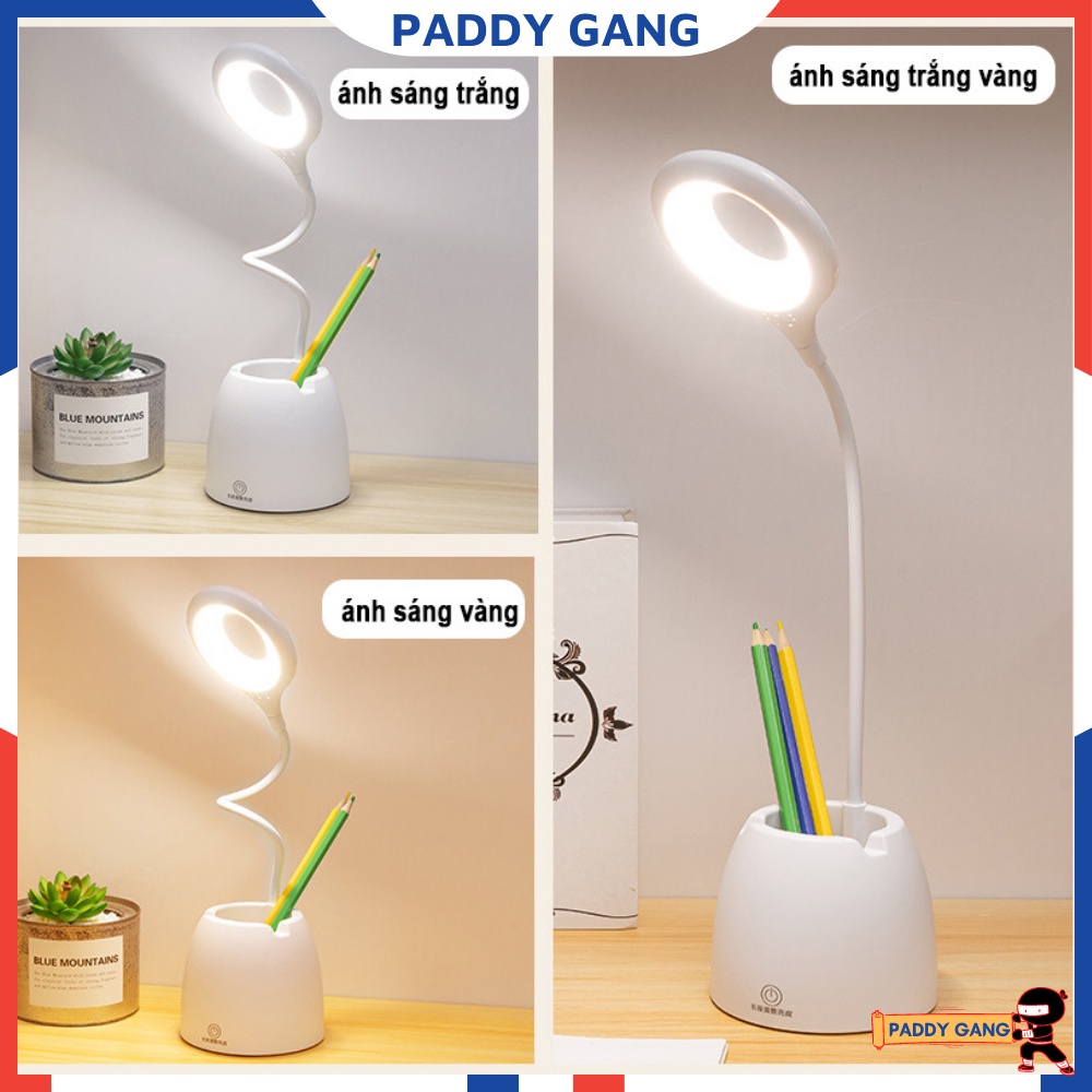 Đèn Học Chống Cận, Đèn Bàn Sạc Tích Điện, Đèn Học Để Bàn Cảm Ứng Tích Hợp Pin Dự Phòng 4000mah PaddyGang