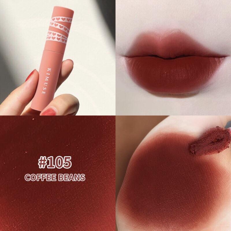 Son kem KIMUSE 5ml son kem lì, ẩm mướt môi và lên màu chuẩn với sắc tố cao, dễ phối hợp với nhiều phong cách thời trang