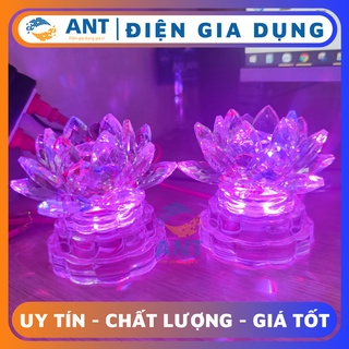 Đèn thờ hoa sen, đèn thờ pha lê đổi màu - PL40