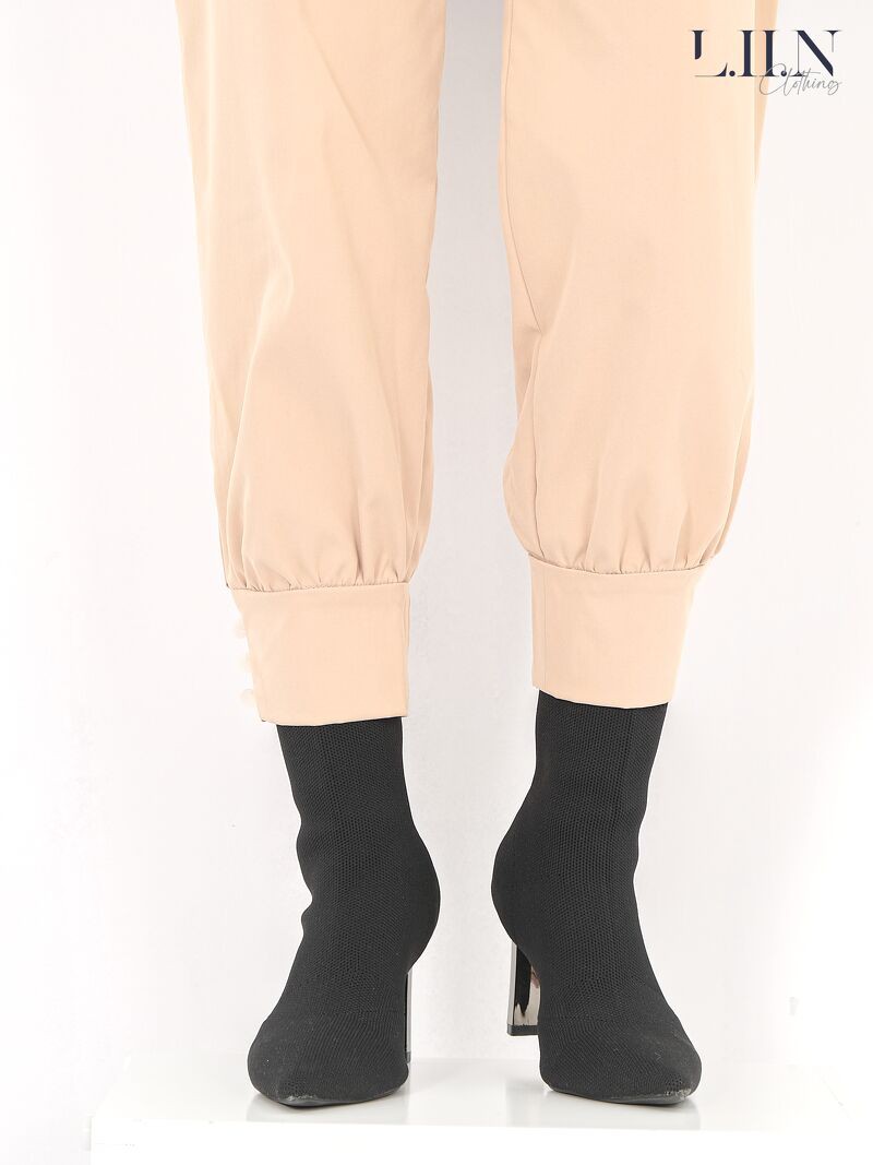 Quần kaki nữ bo gấu, kèm đai LIIN CLOTHING thiết kế màu be thanh lịch, phối 2 túi hộp cá tính, đủ size Q3320 | BigBuy360 - bigbuy360.vn