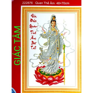 Tranh thêu VÍA ĐỨC QUAN THẾ ÂM BỒ TÁT - 48x70cm - 222876 - PHẬT QUÁN THẾ ÂM - tranh thêu chữ thập đã thêu
