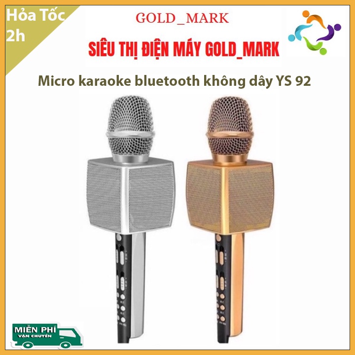 Micro karaoke bluetooth không dây YS 92 ☢️MẠI DÔ☢️ Hàng cao cấp - âm thanh sống động - livestream- thu âm