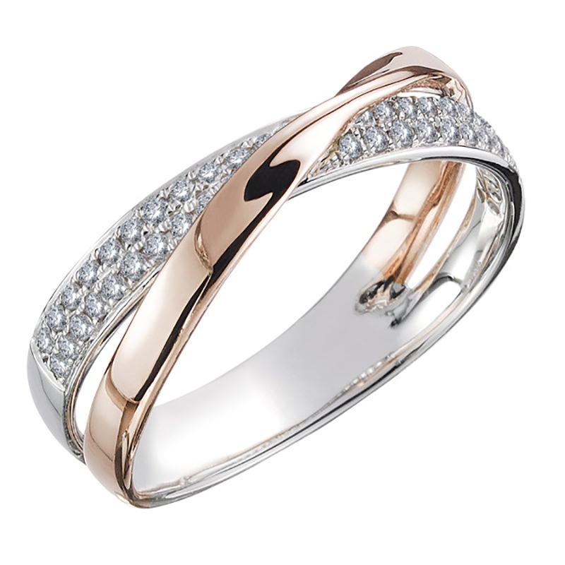 Nhẫn 345 bằng đồng thép không gỉ hình thánh giá đính đá zircon 2 màu thiết kế sang trọng cao cấp làm quà tặng cho nữ
