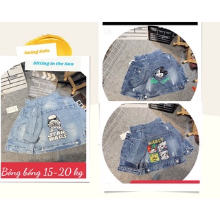 (jean baby kho sỉ) Áo khoác jean bò mềm cho bé trai Size (15-20kg)