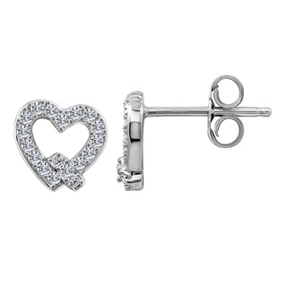 [Gemour] Hoa tai đẹp mặt trái tim bạc Ý Silver 925 mạ Platinum đính đá CZ cubic zirconia hoa tai quà tặng mẹ & bạn gái