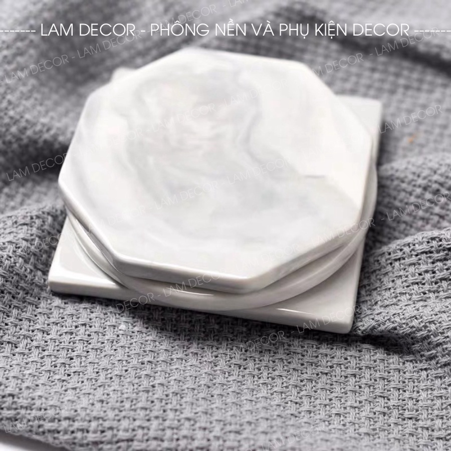 Tấm Đá Marble Làm Đế Lót Ly, Phụ Kiện Chụp Hình Sang Trọng