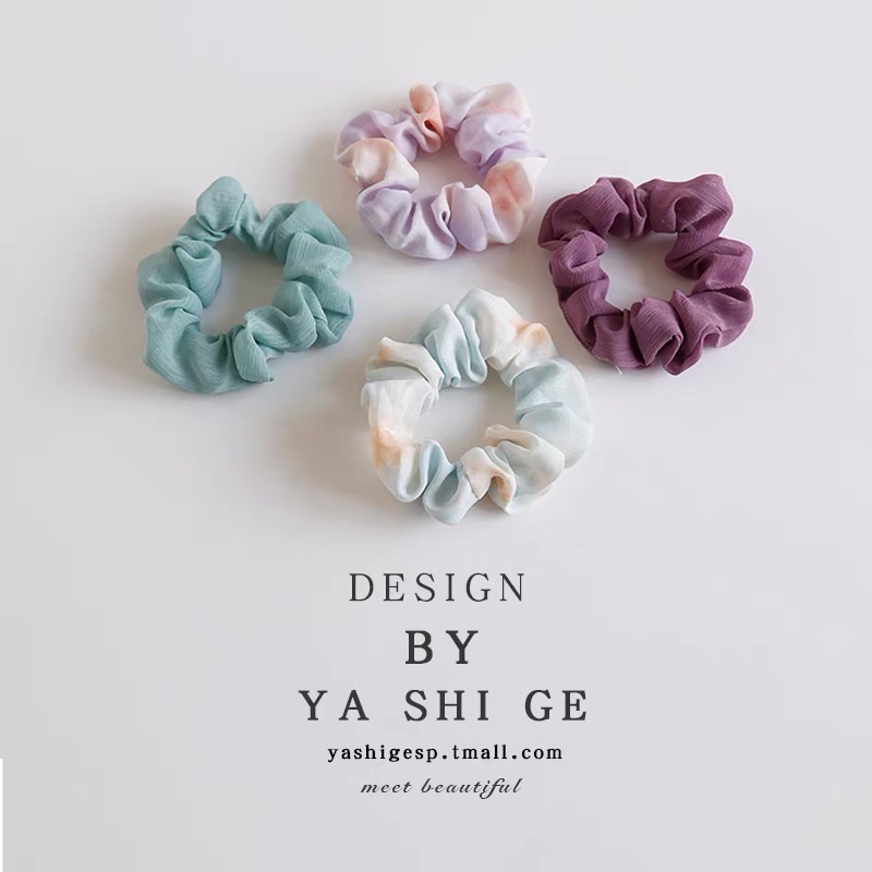 Cột tóc vải Scrunchies set 2 cái hoa và màu