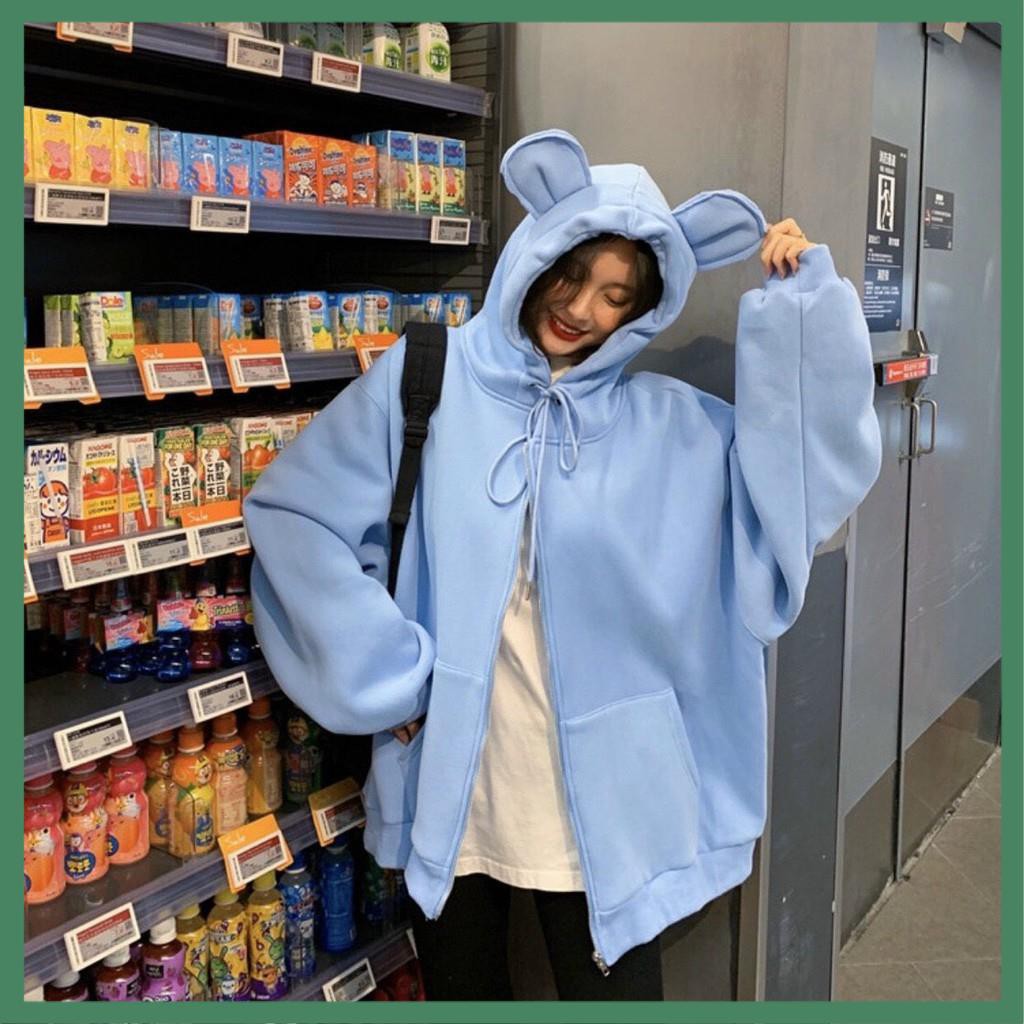 Áo Khoác Hoodie Zip Trơn Tai Thỏ Dễ Thương - La mode | BigBuy360 - bigbuy360.vn