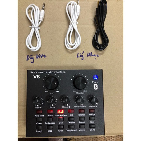 Combo sound card v8 và mic bm800 tặng tai nghe lõi kép sang trọng(3 món)