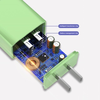 Củ sạc hai cổng USB 2.0a 5V màu macaron dành cho Iphone / Android / Type C