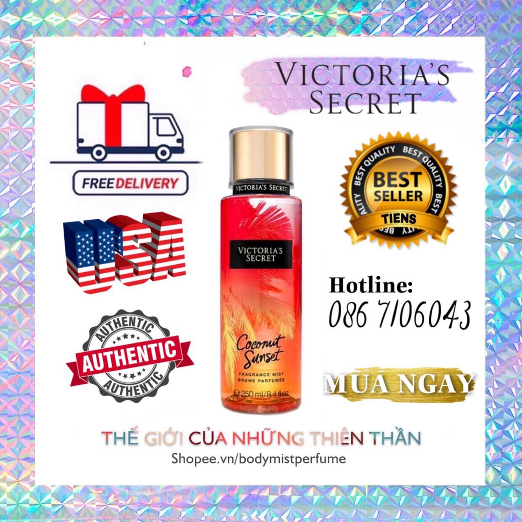 𝗕𝗢𝗗𝗬𝗠𝗜𝗦𝗧𝗣𝗘𝗥𝗙𝗨𝗠𝗘⚜️Xịt Thơm Body Victoria’s Secret Coconut Sunset 250ml