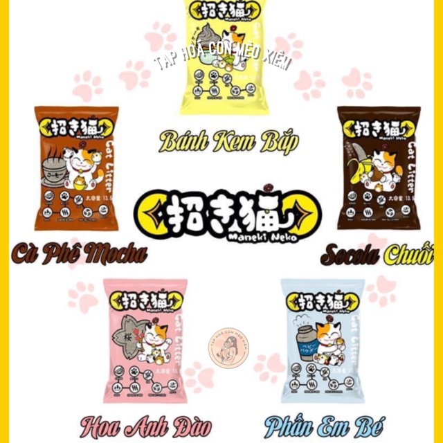 Cát cho mèo Maneki Neko 5L khử mùi siêu vón nhanh, cát cho thú cưng đi vệ sinh Con Mèo Xiêm