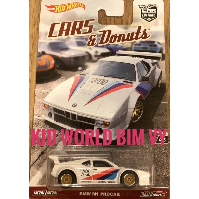 freeship Xe mô hình Hot Wheels Car Culture Cars & Donuts Series 2017 BMW M1 Procar DWH86, bánh cao su.