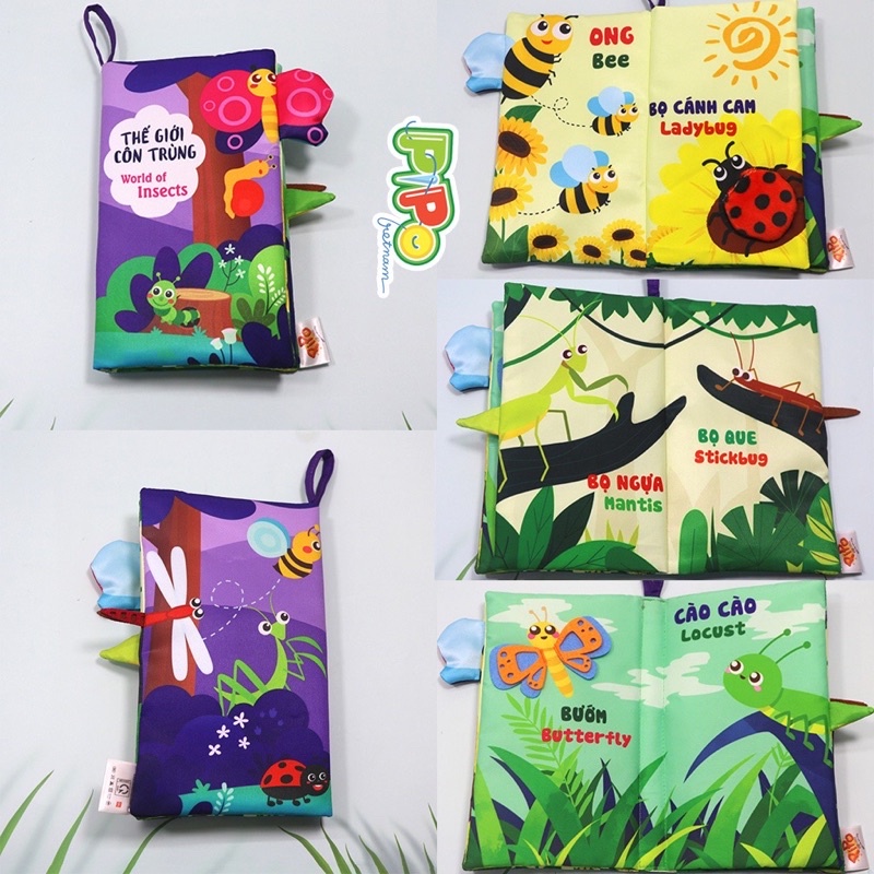 Sách vải đoán đuôi PipoVietnam - Sách vải phát triển đa tương tác cho bé