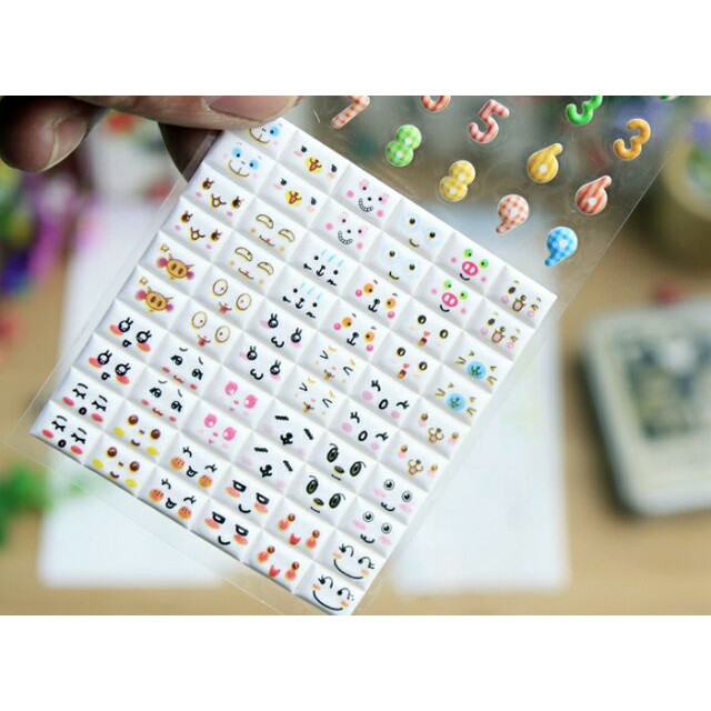 Sticker nổi cảm xúc kèm chữ, số -