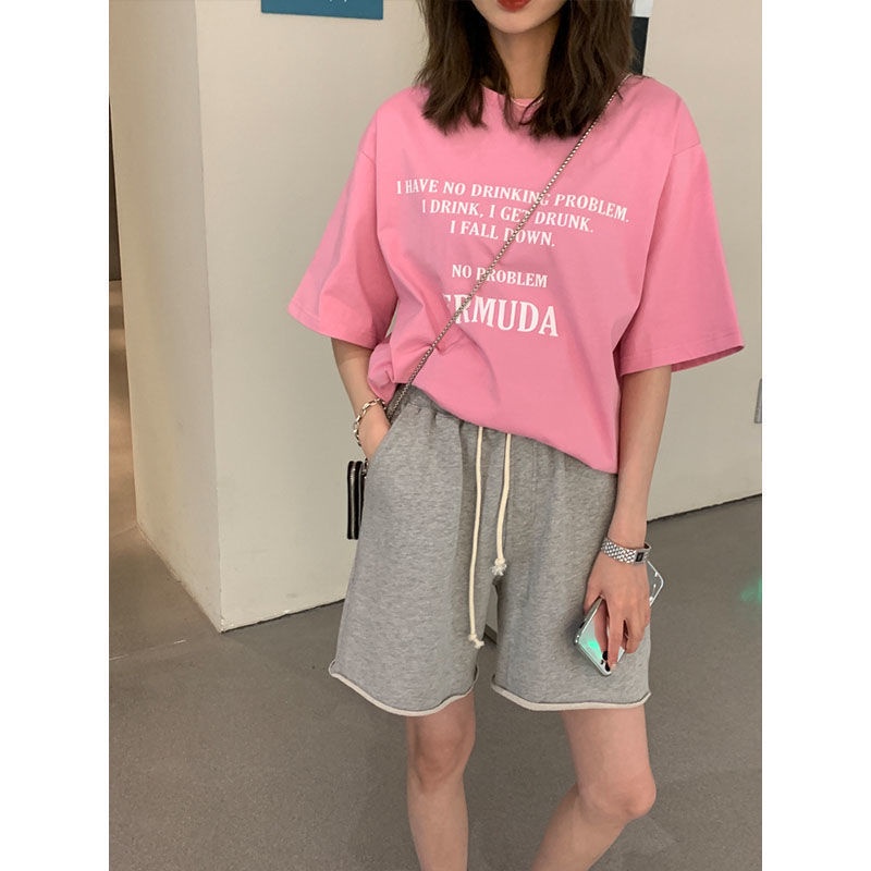 Quần short thể thao lưng cao dáng rộng chất liệu cotton mỏng thời trang mùa hè hàng mới dành cho nữ