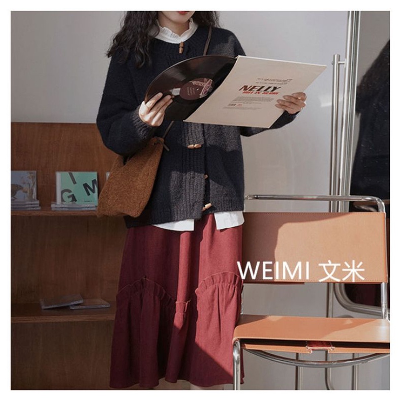 Áo len cardigan cài 6 khuy gỗ chéo - áo len dày dặn