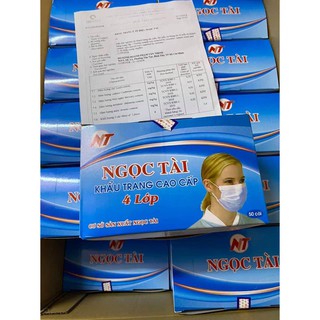 Khẩu trang y tế Ngọc Tài 4 lớp 50 cái có bảng kiểm định an toàn sử dụng