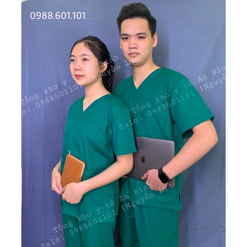 Bộ Scrubs cổ tim phòng mổ, đồng phục Spa, phòng khám, Bác Sĩ, quần áo phòng mổ, đồng phục phẫu thuật VẢI THƯỜNG