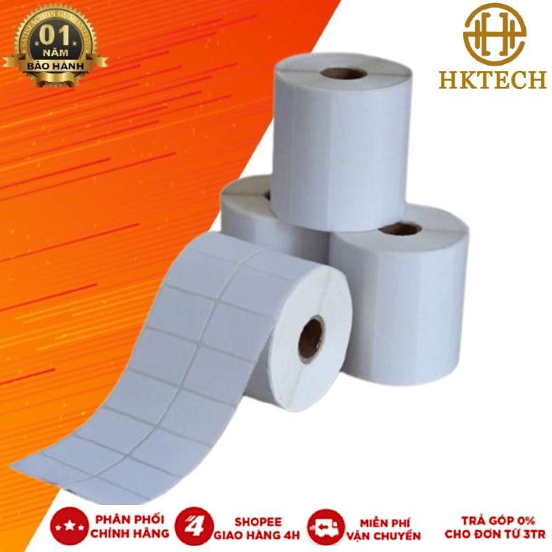 Giấy In Mã Vạch 2 Tem 50x30 mm In Nhiệt (Cuộn 30 Mét)