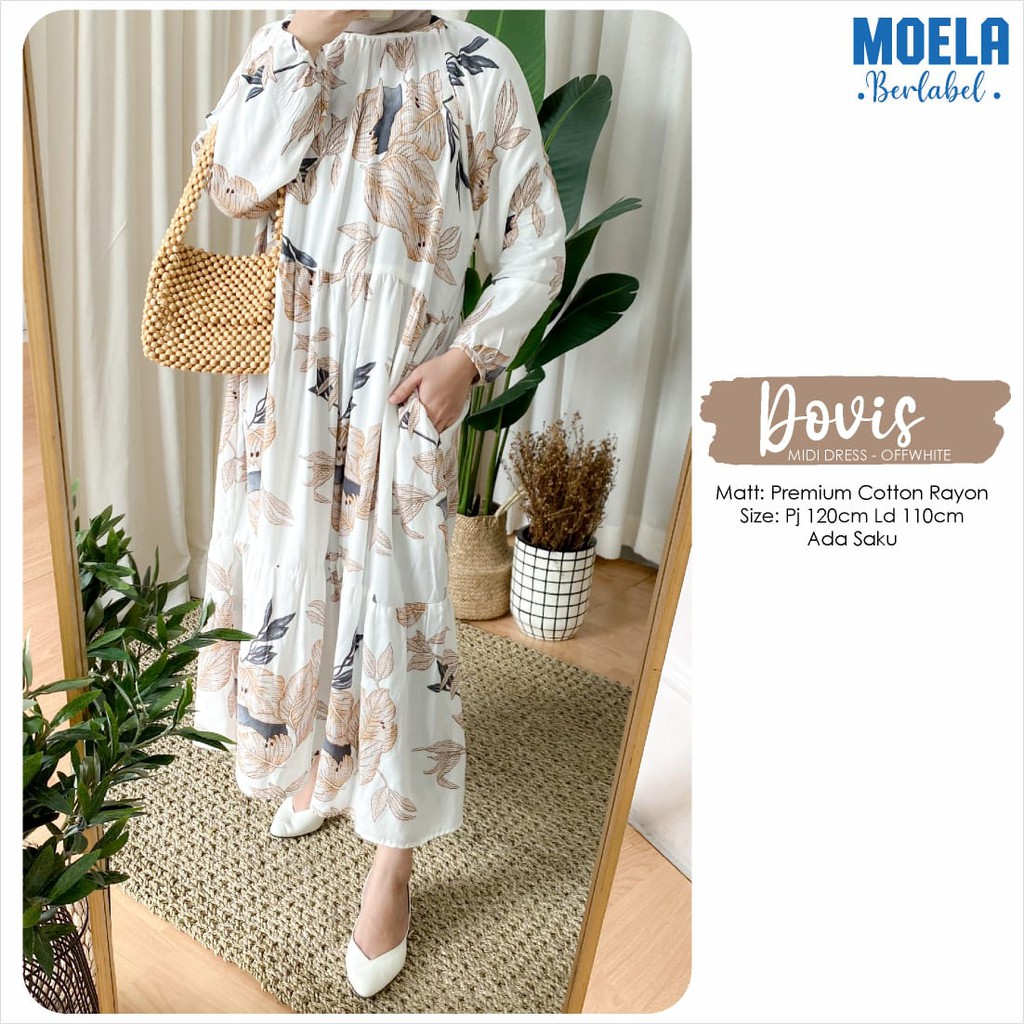 Đầm Midi Chất Liệu Vải Bố Moela Dovis Rayon